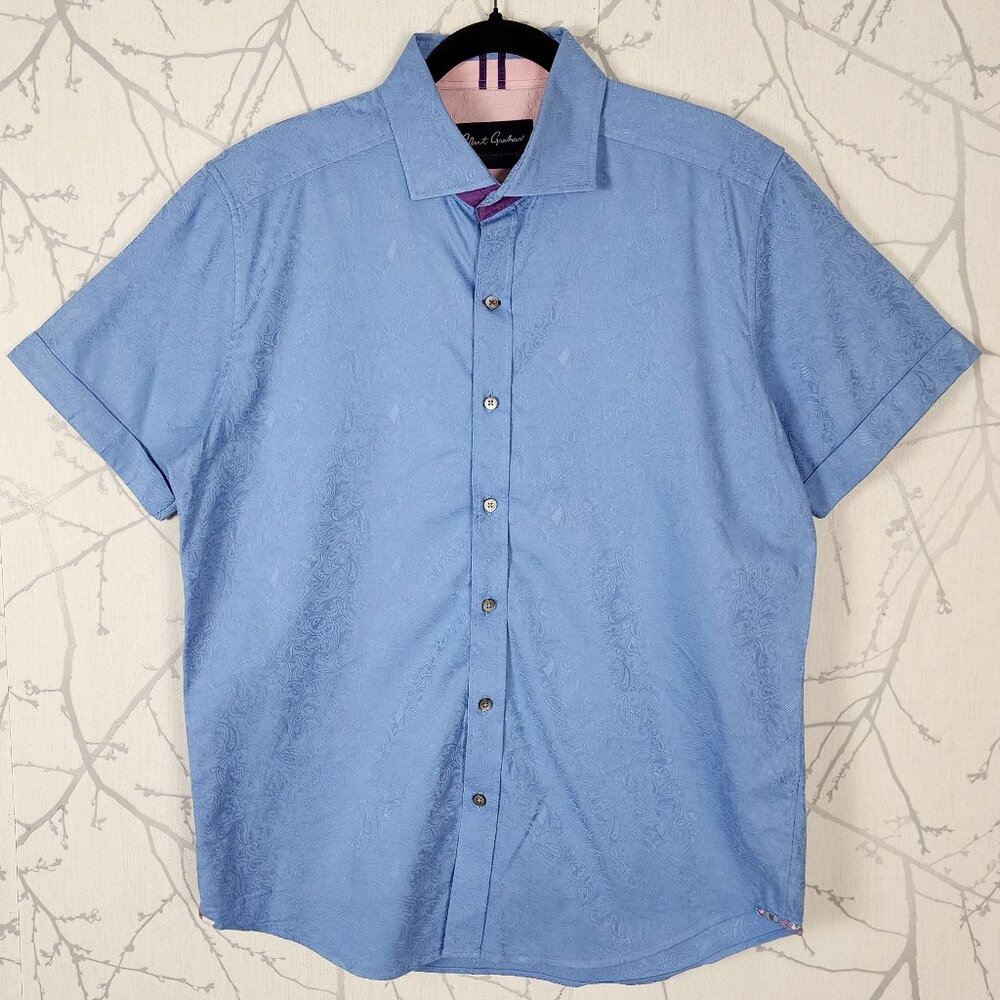 Robert Graham Blue Paisley Jacquard Cotton Stretch Shirt